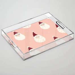Santa Claus on Pink Background Christmas Pattern Acrylic Tray