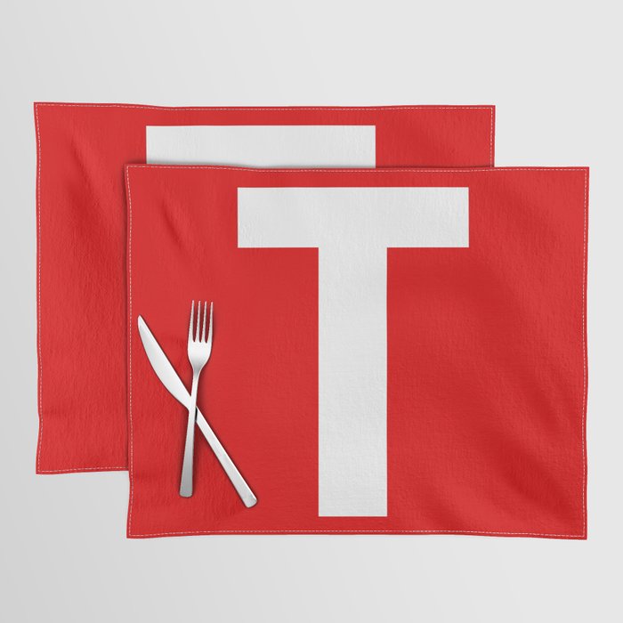Letter T (White & Red) Placemat