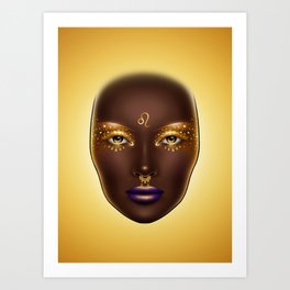 Leo Zodiac Astrology Makeup Face Chart Art Print