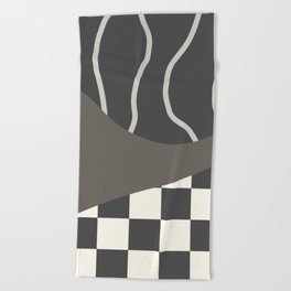 Checked simple line colorblock 3 Beach Towel