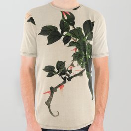 Pink Rose Traditional Japanese Flora All Over Graphic Tee