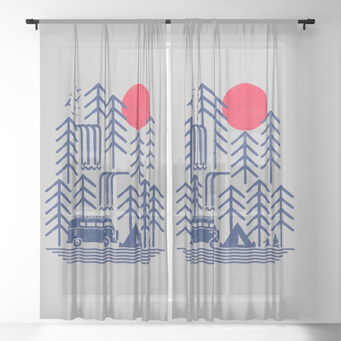 Camping Days / Van nature minimal birds sun Sheer Curtain