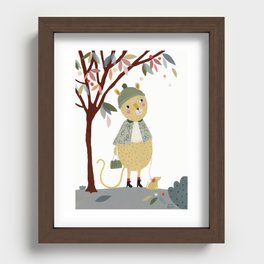 yellow fellow with dog Recessed Framed Print