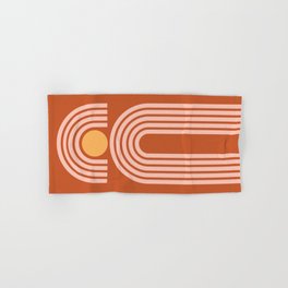 Geometric Lines in Rose Gold Terracotta (Sun and Rainbow Abstract) Hand & Bath Towel