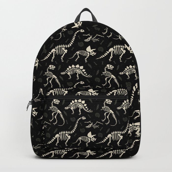 Dinosaur Fossils on Black Rucksack Dinosaur Fossils on Black Rucksack