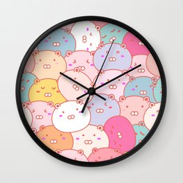 Colorful Kawaii Toothy Bears Wall Clock