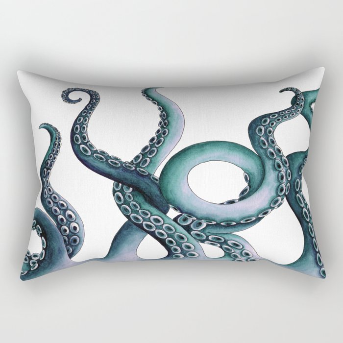 Kraken Teal Rectangular Pillow