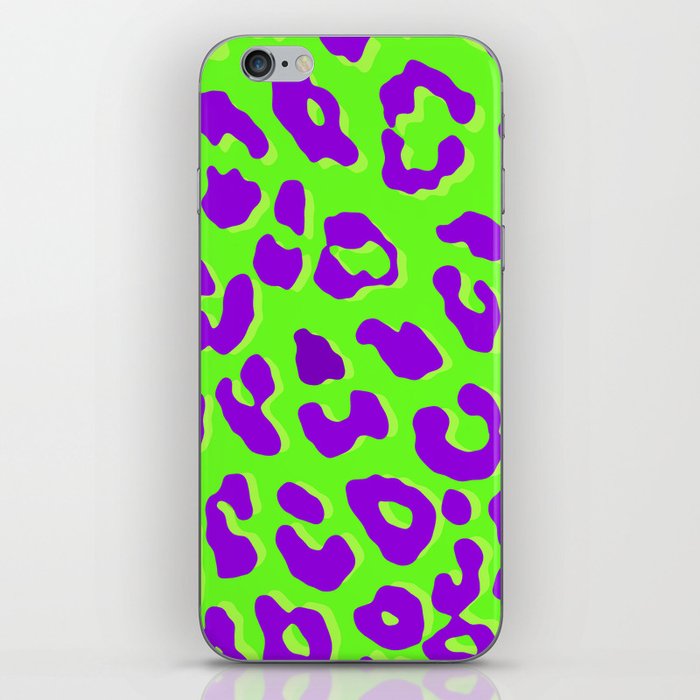 Leopard Print Green Purple iPhone Skin