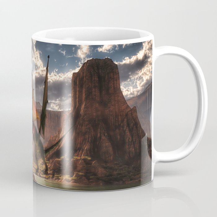 Fantasy dragon in the mountains Coffee Mug