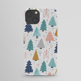 Winter Trees in Blue + Gold iPhone Case