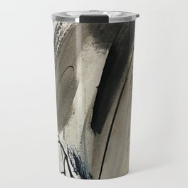 Drift [5]: a neutral abstract mixed media piece in black, white, gray, brown Travel Mug