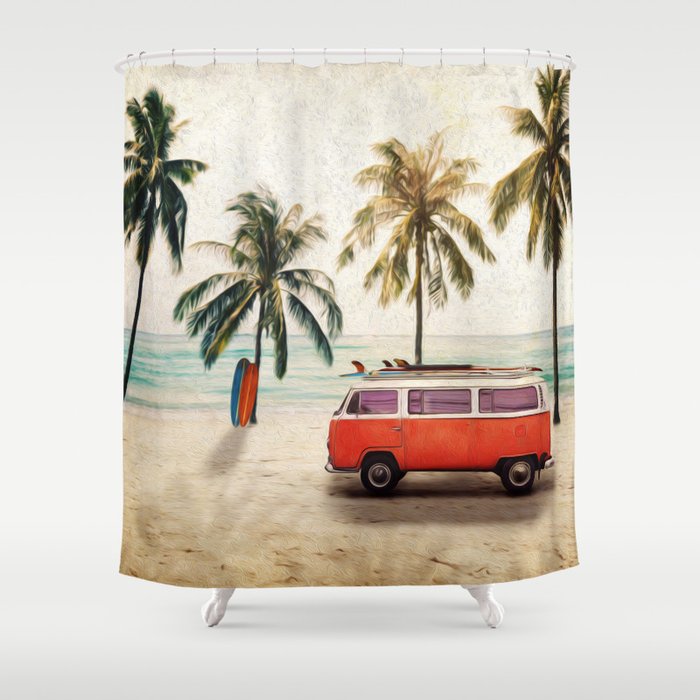 Vintage Beach Days Shower Curtain