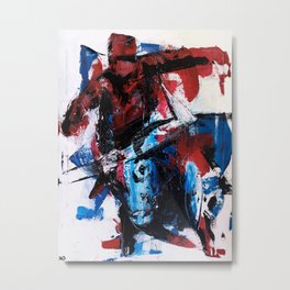 By The Horns Metal Print | Fight, Painting, Blue, Western, Abstract, Fighter, Red, Horns, Bull, Mexican 