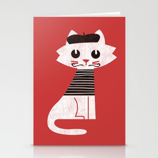Mark the cat goes to Paris Stationery Cards