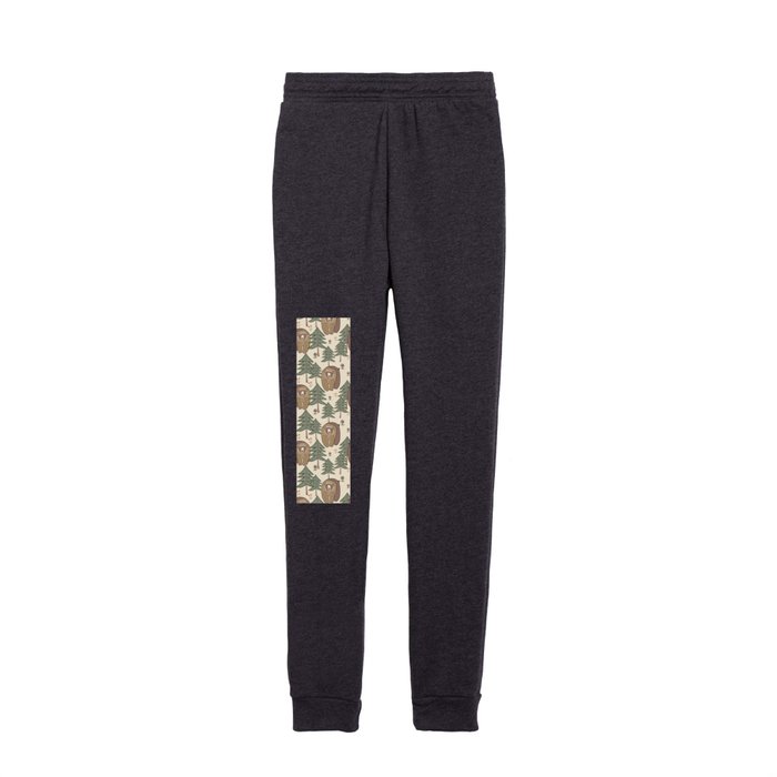 Bear in the fur tree forest Kids Joggers