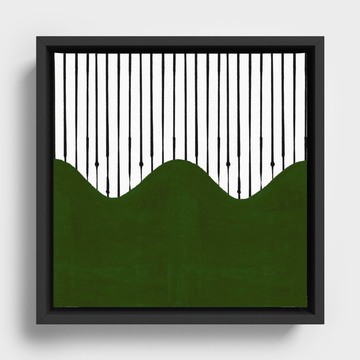 lines and wave (green) Framed Canvas