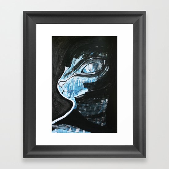 Cat Blue Framed Art Print