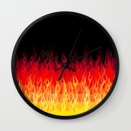 Yellow Red Black - Retro Old School Hot Rod Flames  Wall Clock