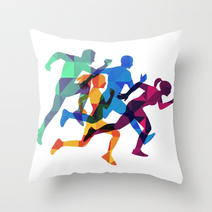 Colored silhouettes runners Throw Pillow