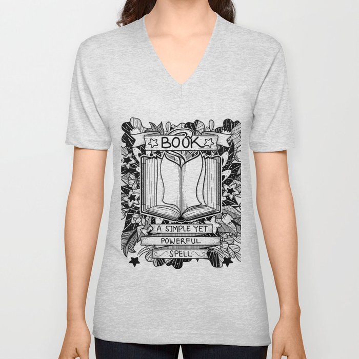 Book Simple Yet Powerful Line Art Illustration V Neck T Shirt