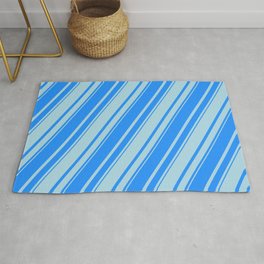 [ Thumbnail: Blue & Light Blue Colored Lines/Stripes Pattern Rug ]