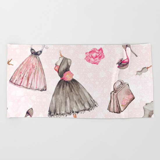 Black dress fashion #1 Beach Towel
