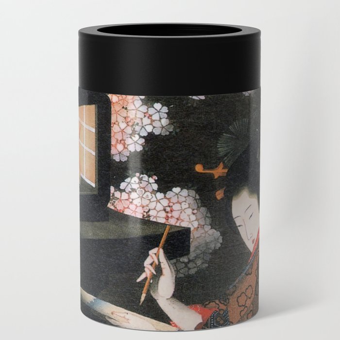Cherry Blossom at Night Japanese woodblock art Can Cooler