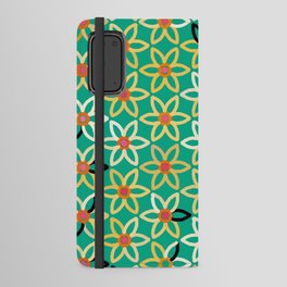 Modern Daisy Pattern Yellow Orange White On Green Android Wallet Case