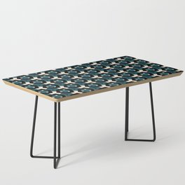 Modern, abstract, geometric pattern with hexagon shapes in deep sea green, bone, tan and black Coffee Table