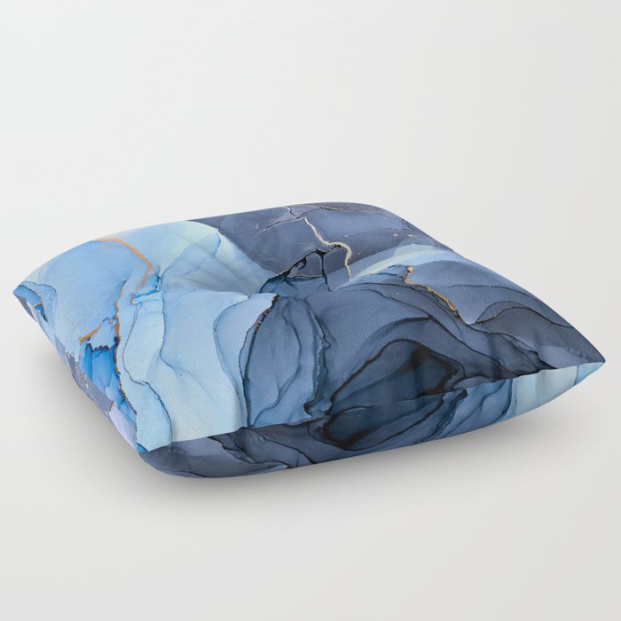 Periwinkle + Indigo + Gold Smoky Abstract Smoky Skies Floor Pillow