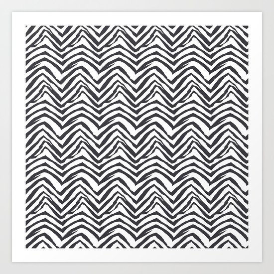 Zebra stripes minimal black and white modern pattern basic home dorm decor nursery Art Print