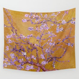 Almond Blossoms Orange Wall Tapestry
