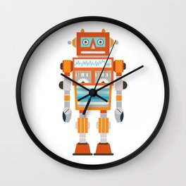 Orange Robot Retro Toy Wall Clock