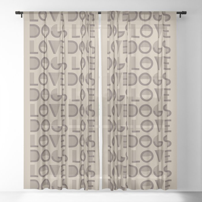 Love Dogs Beige warm neutral colors modern abstract illustration  Sheer Curtain