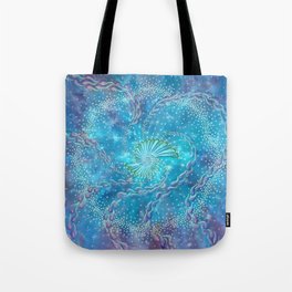 Source Energy Mandala | Light Frequency Vibration Blue Turquoise Violet Mandala  Tote Bag