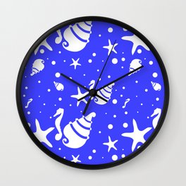 Underwater world Wall Clock | Sea, Starfish, Nautilus, Marine, Cockle, Cockleshell, Seamlesspattern, Underwaterworld, Maritime, Seahorse 