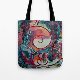 Mermaid Transformation Tote Bag | Mermaid, Change, Direction, Orange, Painting, Blue, Merman, Nativeamerican 
