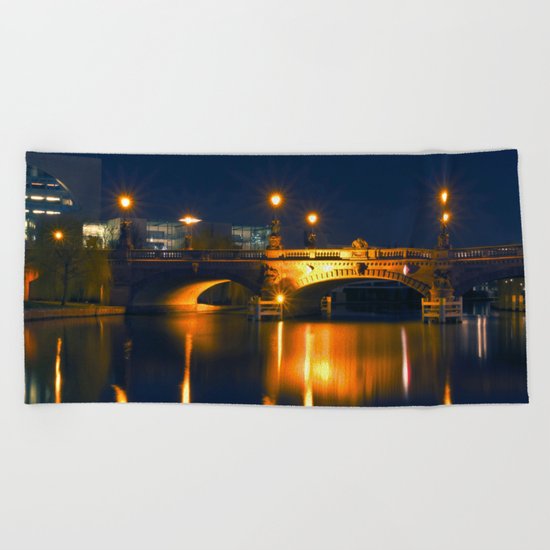 Moltke-Bridge at the river Spree in Berlin Beach Towel