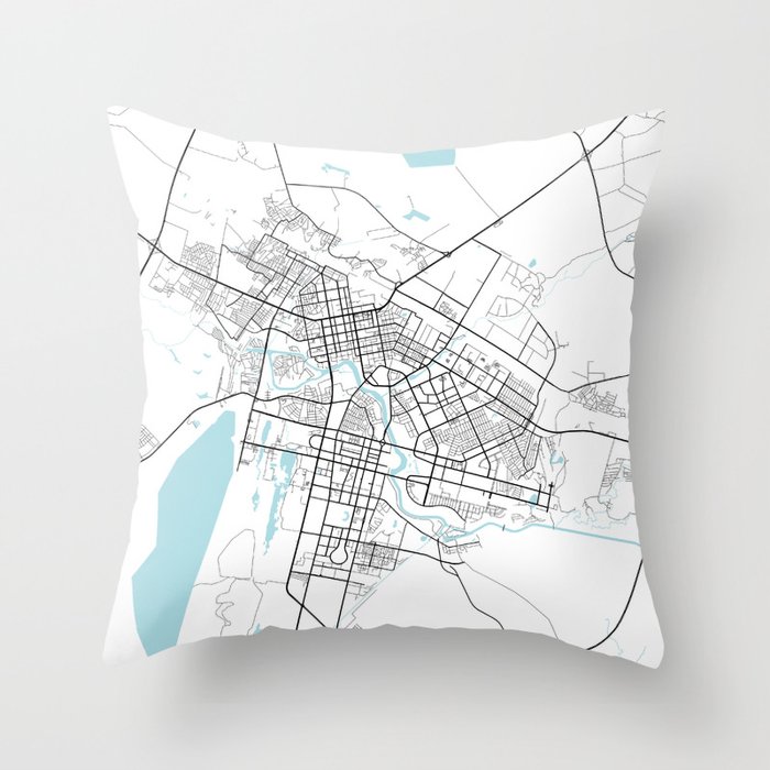 Nur-Sultan City Map of Akmola, Kazakhstan - Circle Throw Pillow