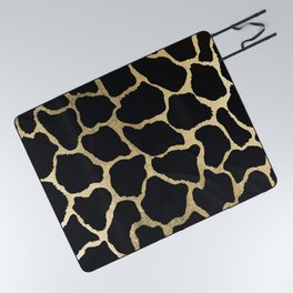 Elegant Abstract Black Gold Giraffe Animal Print Picnic Blanket