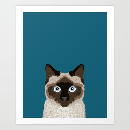 Ezra - Siamese Cat, Cute Kitten Retro Cat Art cell phone case, siamese, cute cat Art Print