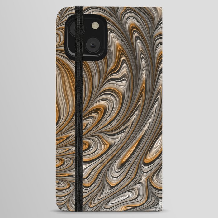 Silver Amber Fractal Digital Art iPhone Wallet Case