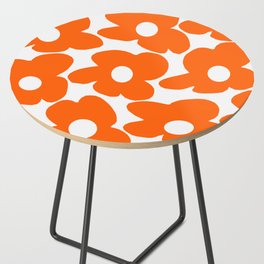 Orange Retro Flowers White Background #decor #society6 #buyart Side Table