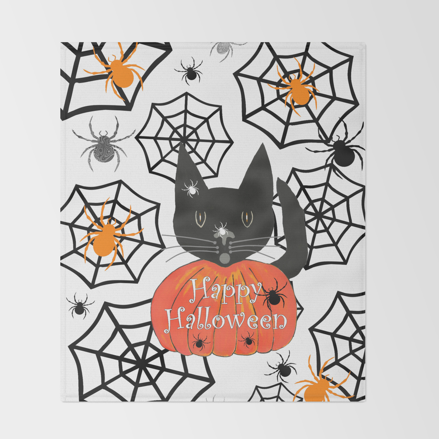 Happy Halloween Black Cat Throw Blanket By Kathleensartoris Society6