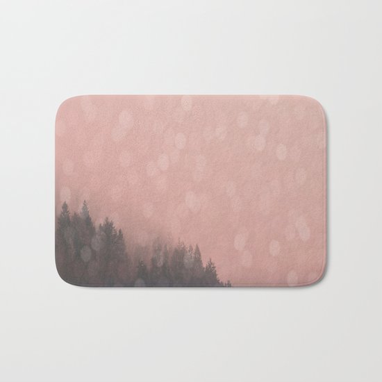 Frosty Morn, Forest Landscape Sparkles Bath Mat