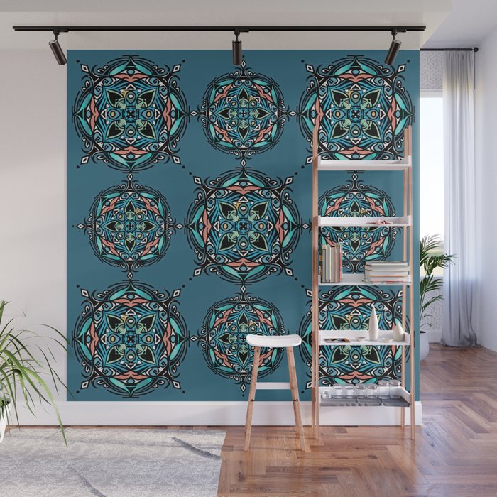 Sea Bliss Color Mandala Pattern Wall Mural