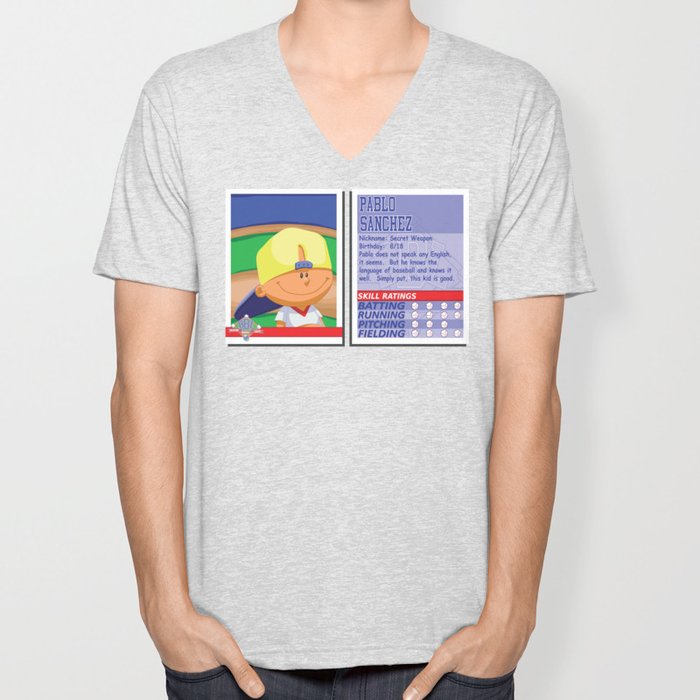 Pablo Sanchez Stat Card Backyard Baseball Unisex V Neck By