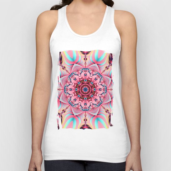 Blooming in Pink, floral kaleidoscope design Unisex Tank Top