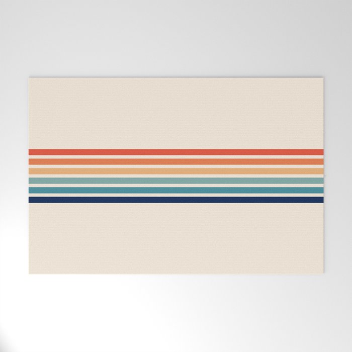 Palawa - Classic Colorful 70s Vintage Summer Style Retro Stripes Welcome Mat