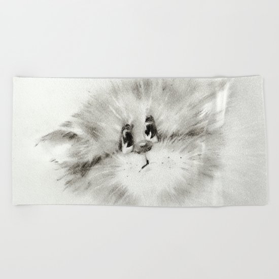 Surprised kitty Beach Towel